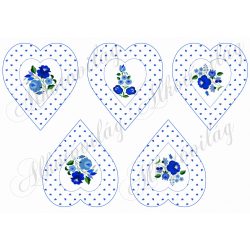 Kék apró szíves szívek kék színű kalocsai virágokkal