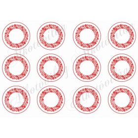 Piros kalocsai mintás körök 6 cm