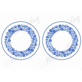 KÉK KALOCSAI MINTÁS KÖRÖK NAGYBAN - 14 cm