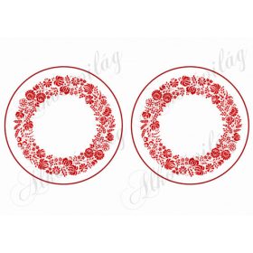 PIROS KALOCSAI MINTÁS KÖRÖK NAGYBAN - 14 cm