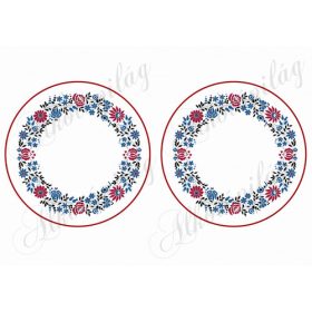 BORDÓ-KÉK KALOCSAI MINTÁS KÖRÖK NAGYBAN - 14 cm