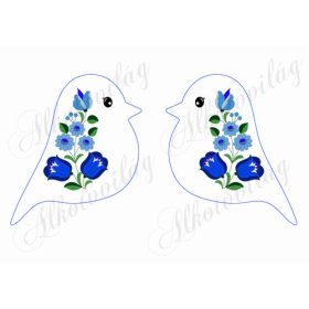   Tüneményes kismadarak kék színben, kék virágokkal - 14,5 cm magas