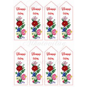   Könyvjelzők gyönyörű kalocsai mintával 13 x 4,3 cm - OLVASNI ÖRÖM felirattal