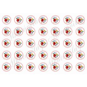 Szépséges kalocsai csokrok csavart körökben 3 cm