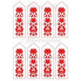 Könyvjelzők piros kalocsai mintával 13 x 4,3 cm