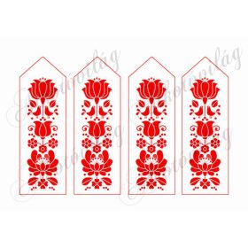 Könyvjelzők piros kalocsai mintával 16,5  x 5,5 cm