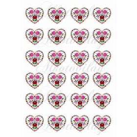Mini szívek kalocsai mintával - 3,6 x 4 cm