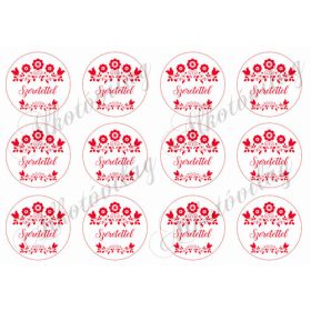 Kalocsai körök - SZERETETTEL felirattal - 6 cm