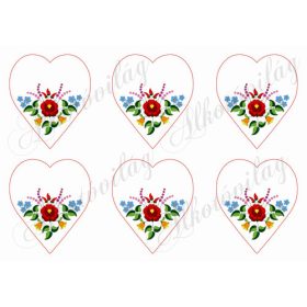 9 cm magas szívek kalocsai mintával