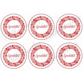 Kalocsai körök SZERETETTEL felirattal - 9,5 cm