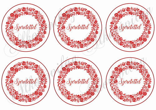 Kalocsai körök SZERETETTEL felirattal - 9,5 cm