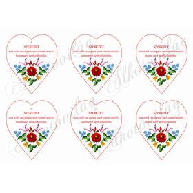 9 cm magas szívek kalocsai mintával és idézettel