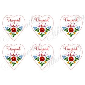 9 cm magas szívek kalocsai mintával -VISEGRÁD felirattal