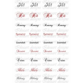 Hit, remény, szeretet feliratok fehér háttérrel