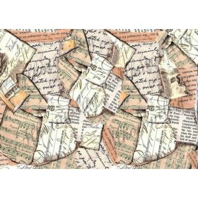 Tépett papírok barnás árnyalatokban