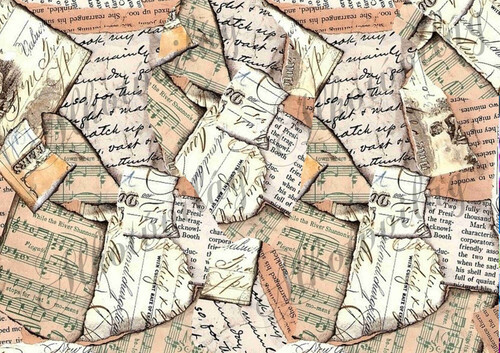 Tépett papírok barnás árnyalatokban