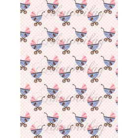 Babakocsik rózsaszín alapon