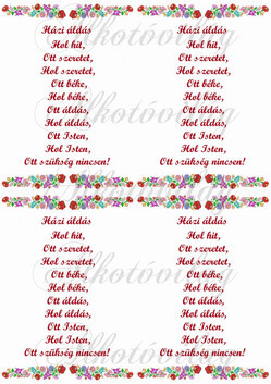 Házi áldás kalocsai mintával - piros kisebb