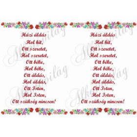 Házi áldás kalocsai mintával - piros