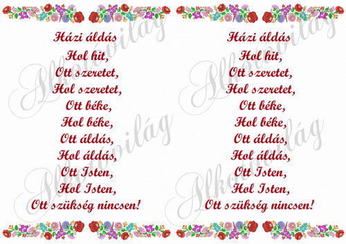 Házi áldás kalocsai mintával - piros