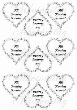 Hit, remény szeretet kottás szívben