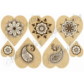 Szívek kraft papírból barna mintákkal