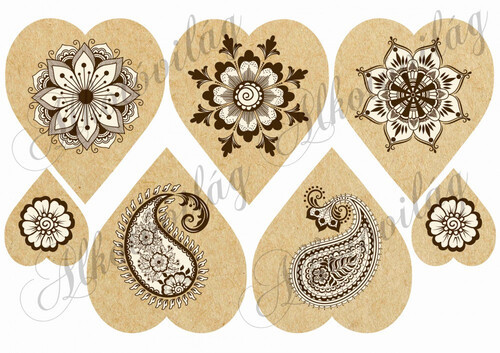 Szívek kraft papírból barna mintákkal