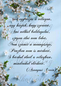 Cseresznyevirágos blokk idézettel