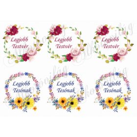 Testvér feliratos virágos koszorúban