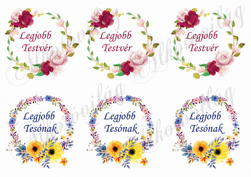 Testvér feliratos virágos koszorúban