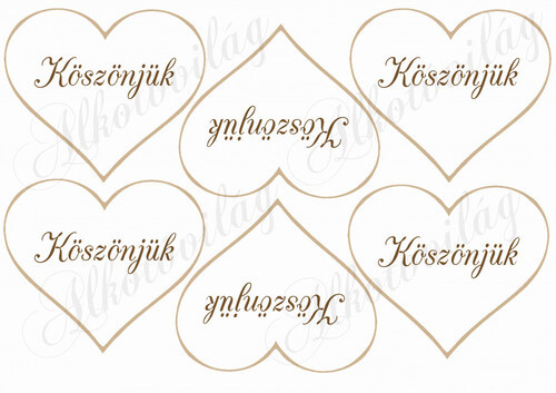 Szívek Köszönjük felirattal