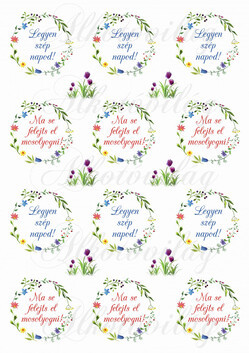 Tavaszi virágos koszorúk kétféle felirattal KICSIBEN