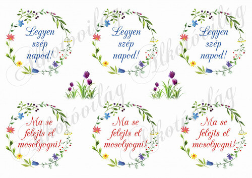 Tavaszi virágos koszorúk kétféle felirattal