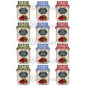 Befőttes üveg címke- CSERESZNYE - 5 x 7 cm