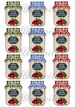 Befőttes üveg címke- CSERESZNYE - 5 x 7 cm