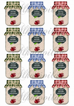 Befőttes üveg címke- MEGGY - 5 x 7 cm