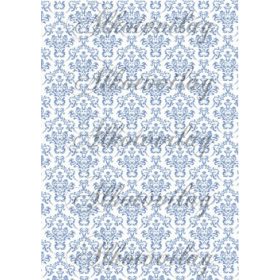 Damask minta - kékes, fehér alapon