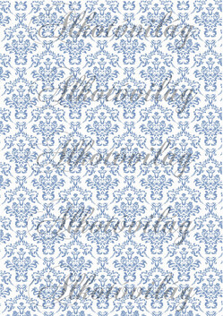 Damask minta - kékes, fehér alapon