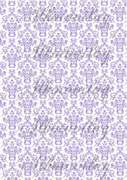 Damask minta - lilás, fehér alapon
