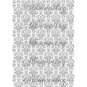 Damask minta - szürkés, fehér alapon