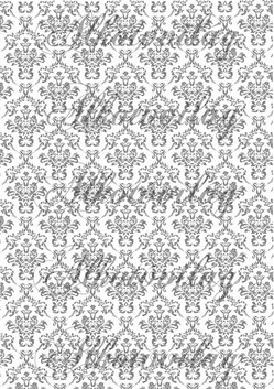 Damask minta - szürkés, fehér alapon