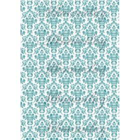 Damask minta - türkiz, fehér alapon