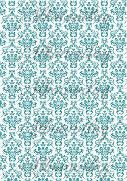 Damask minta - türkiz, fehér alapon