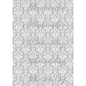 Damask minta fehérben - szürke alapon