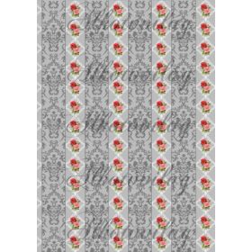 Damask minta szürkés alapon rózsával
