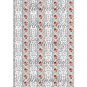 Fehér damask minta szürke alapon rózsával