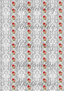 Fehér damask minta szürke alapon rózsával