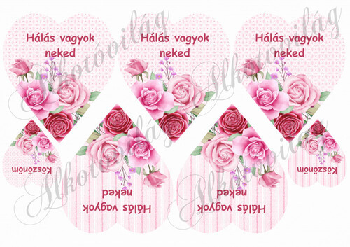 HÁLÁS VAGYOK NEKED- Rózsaszín rózsás szíveken