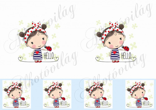 Kislány katicabogárral 10 - 12 cm átmérőjű HÍMZŐKERETHEZ