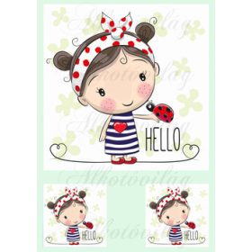 Kislány katicával 20 cm-es HÍMZŐKERETHEZ